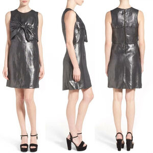 Rachel Antonoff Silver Linen Metallic Sheath Mini Dress